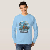 Viking Octopus Cartoon Funny Womens | Mens Skyblue Tシャツ (正面フル)