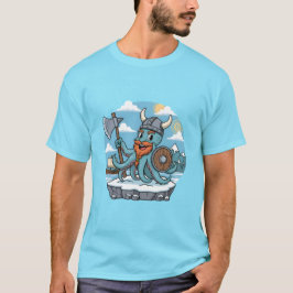 Viking Octopus Cartoon Funny Womens | Mens Skyblue Tシャツ