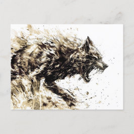 Viking Pen Drawing of a Norse God Fenris wolf ポストカード