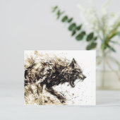 Viking Pen Drawing of a Norse God Fenris wolf ポストカード (スタンド正面)