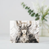 Viking Pen Drawing of a Norse Goddess Freyja ポストカード (スタンド正面)