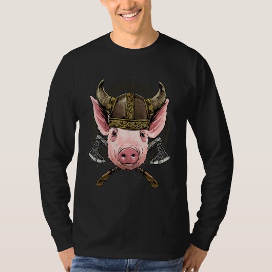 Viking Pig Renaissance Norse Pagan Valhalla Farmer Tシャツ (正面)