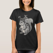 Viking Riding Squirrel Funny Warrior Art Tシャツ (正面)