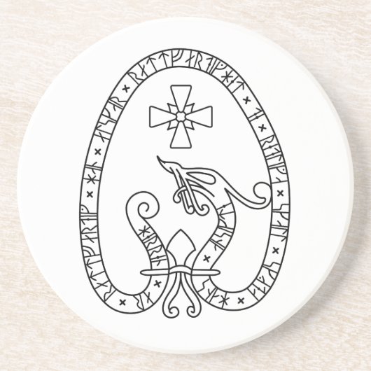 Viking Rune Stone black and white コースター (正面)