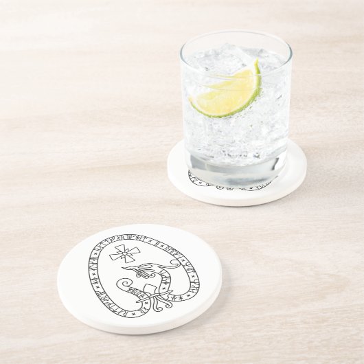 Viking Rune Stone black and white コースター (側面)