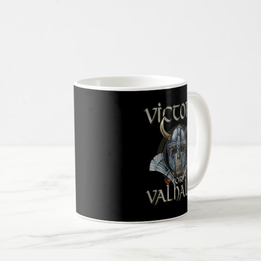 Viking Skull Victory Or Valhalla コーヒーマグカップ (正面右)