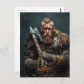 Viking Warrior in Authentic Attire ポストカード (正面/裏面)
