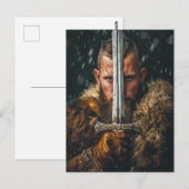 Viking Warrior in Authentic Attire ポストカード (正面/裏面)
