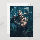 Viking Warrior in Authentic Attire ポストカード (正面/裏面)