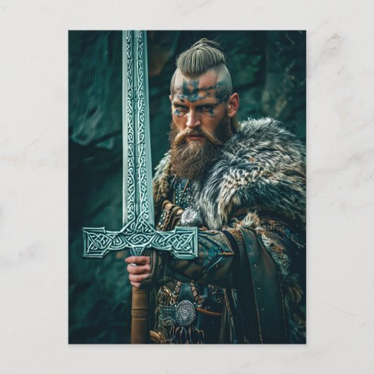 Viking Warrior in Authentic Attire ポストカード (正面)