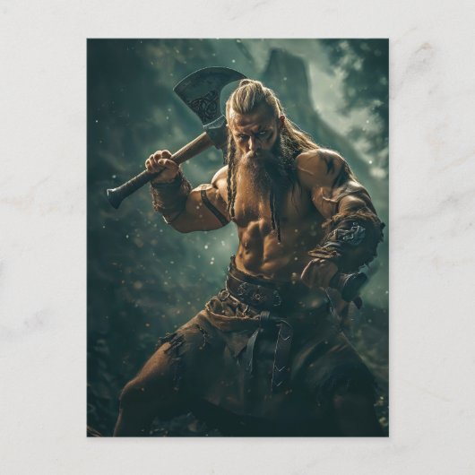 Viking Warrior in Authentic Attire ポストカード (正面)