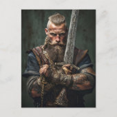 Viking Warrior in Authentic Attire ポストカード (正面)