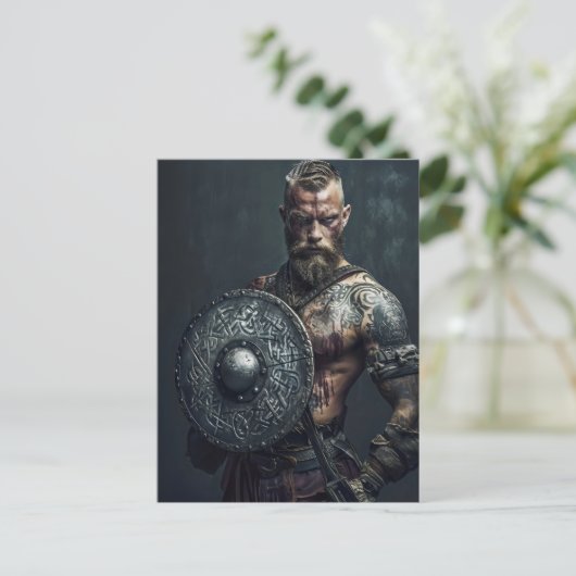 Viking Warrior in Authentic Attire ポストカード (スタンド正面)