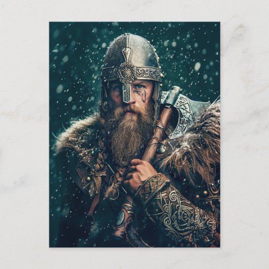 Viking Warrior in Authentic Attire ポストカード (正面)