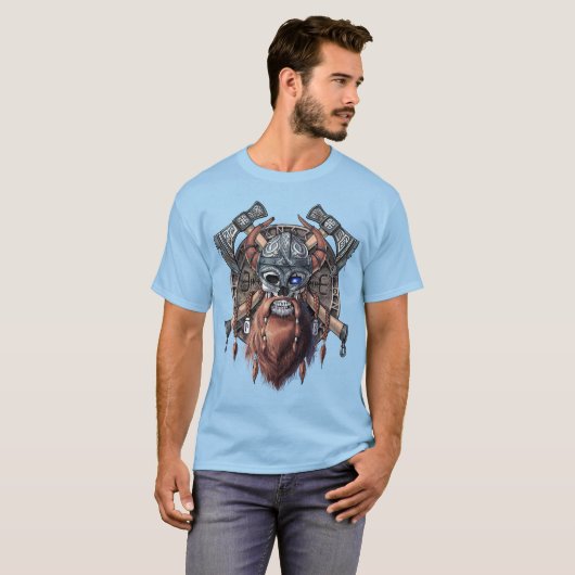 Viking Warrior Skull Tシャツ (正面フル)
