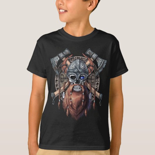 Viking Warrior Skull Tシャツ (正面)