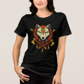 Viking Wolf Norse Mythology Nordic Warrior Womens  トライブレンドＴシャツ (正面)
