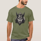 Viking Wolf Warrior – Luxury Nordic Mask Design T- Tシャツ (正面)