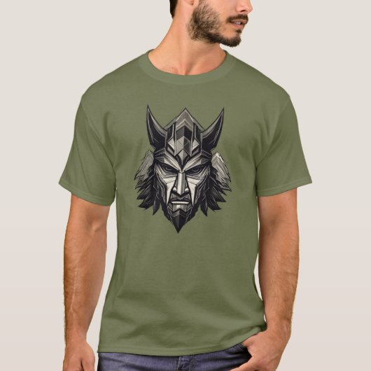 Viking Wolf Warrior – Luxury Nordic Mask Design T- Tシャツ (正面)