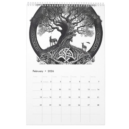 Vikings & Mythical Beasts 2026 Calendar カレンダー (2月 2026)
