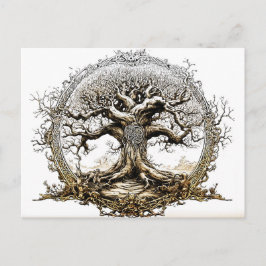VikingSketch Pen Drawing of a Norse Yggdrasil tree ポストカード