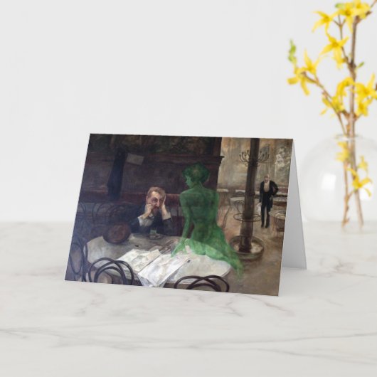 Viktor Oliva The Absinthe Drinkerポスター カード (黄色い花)