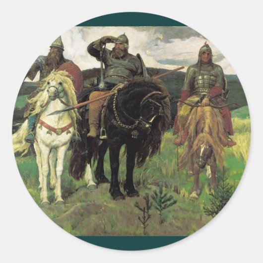 Viktor Vasnetsovプリントによる3つのボガタイズ(1898) ラウンドシール (正面)