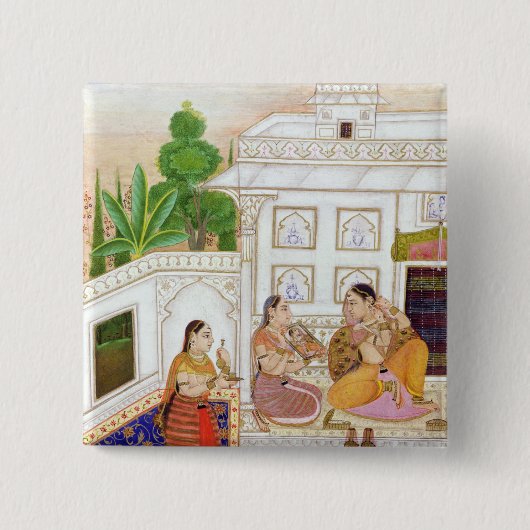 Vilaval Ragini: 彼女の洗面所の女性 缶バッジ (正面)