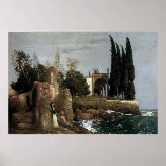 Villa By The Sea by Arnold Bocklin, Symbolism Art ポスター (正面)