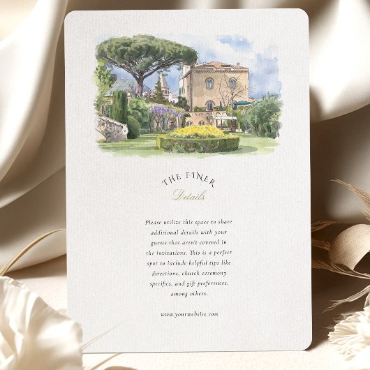 Villa Cimbrone Amalfi Coast Watercolor Wedding 招待状