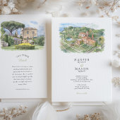 Villa Cimbrone Amalfi Coast Watercolor Wedding 招待状
