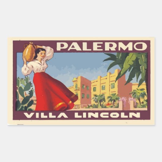 Villa Lincoln (Palermo - Italy) 長方形シール (正面)