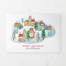 Village 5 Photo Year Reviewクリスマスニュースレター 三つ折りクリスマスカード
