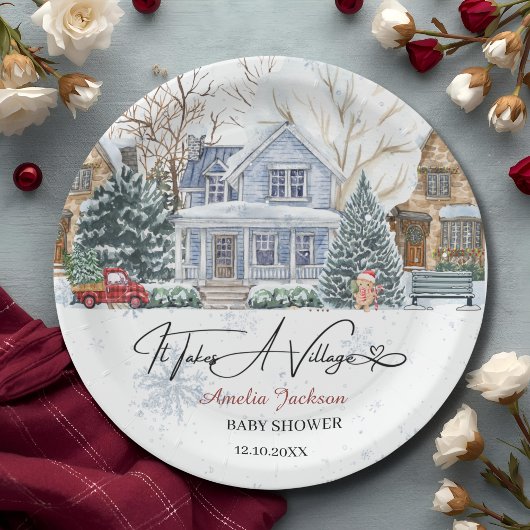 Village Baby Showerへの招待が必要 ペーパープレート