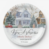 Village Baby Showerへの招待が必要 ペーパープレート (正面)