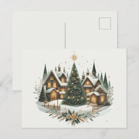 Village Christmas tree ポストカード (正面/裏面)