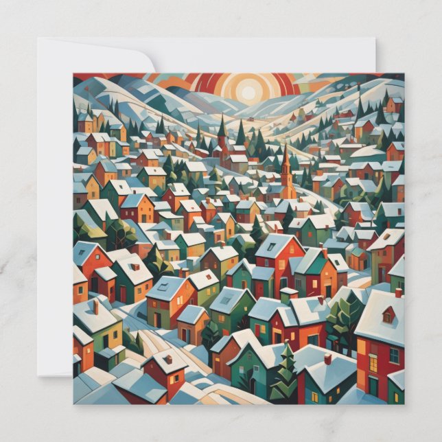 village d'hiver sous la neige vintage (正面)