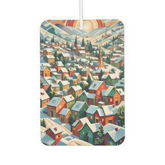 village d'hiver sous la neige vintage カーエアーフレッシュナー