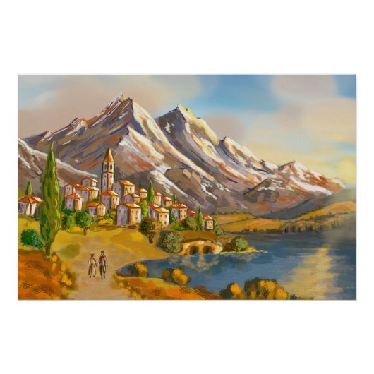 Village en haute montagne ポスター (正面)
