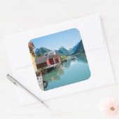 Village of FjrlandとFjord in Norwayステッカー スクエアシール (封筒)