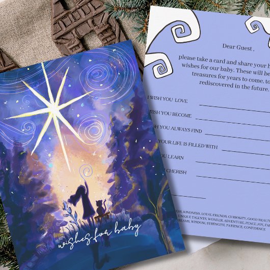 Village Starry Night Wishes for Baby Activity Card 招待状