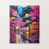 Village Surrounded by Cherry Blossoms  ジグソーパズル (縦)