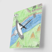 Village Vibes スクエア壁時計 (傾斜)