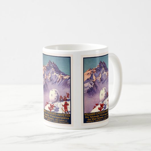 Villars、スイス連邦共和国のヴィンテージ旅行ポスター コーヒーマグカップ (正面右)