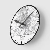 Vilnius Clock City Line Art ラウンド壁時計 (傾斜)