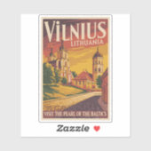 Vilnius Lithuania Illustration Travel Art Vintage シール (シート)