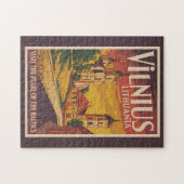 Vilnius Lithuania Illustration Travel Art Vintage ジグソーパズル (横)