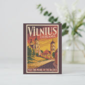 Vilnius Lithuania Illustration Travel Art Vintage ポストカード (スタンド正面)