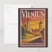 Vilnius Lithuania Illustration Travel Art Vintage ポストカード (正面/裏面)
