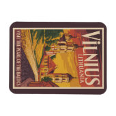 Vilnius Lithuania Illustration Travel Art Vintage マグネット (横)